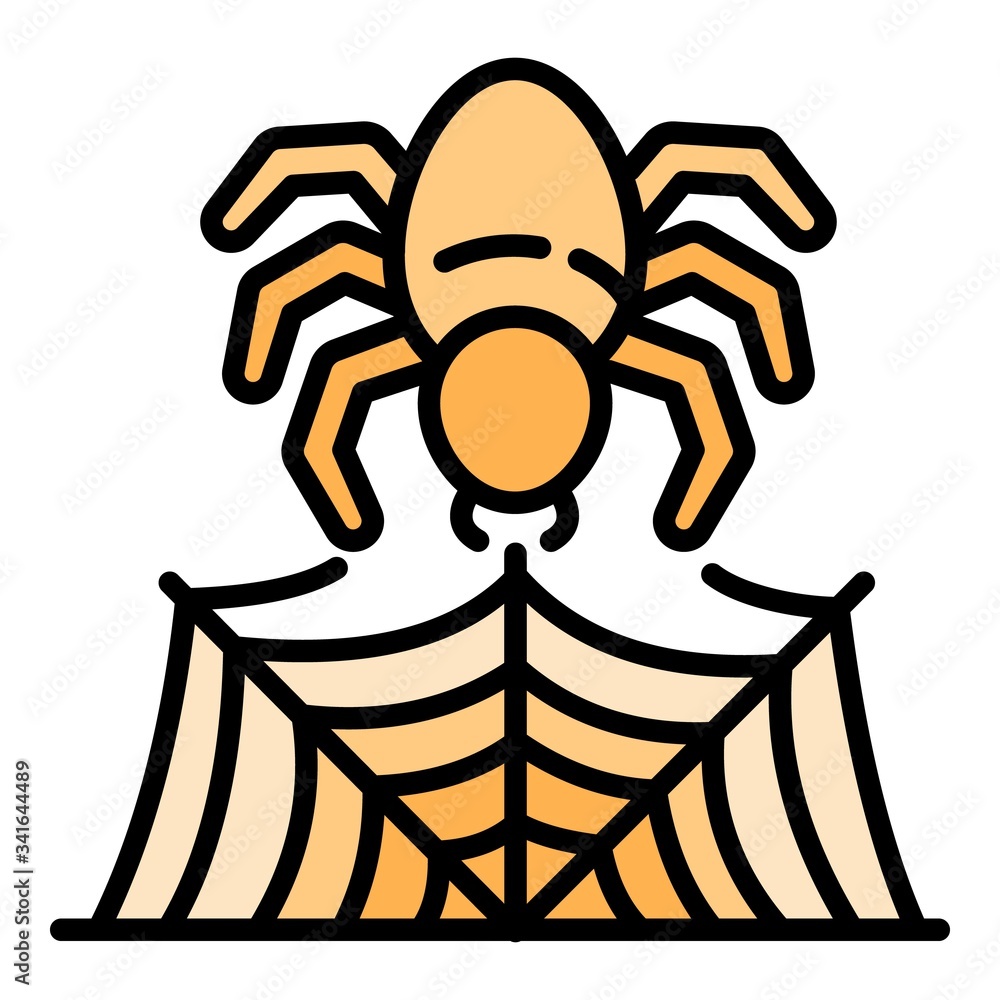 Poster spider making web icon. outline spider making web vector icon for web design isolated on white backg