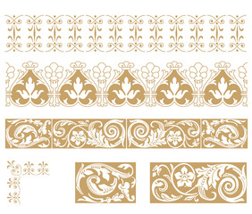 A set of vintage elements. Frames, Dividers for your design. Gold components in the Royal style. Suitable for flyers, banners, interior design hotel, beauty salon, SPA, restaurant, club
