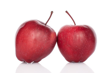 Group of two whole red delicious apple isolated on white