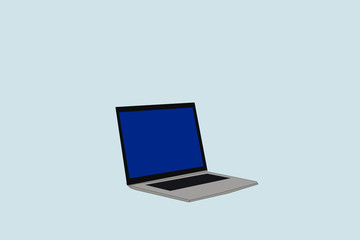 Isometric 3d illustration of open laptop isolated on blue background
