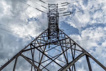 power pole against a cloudy sky