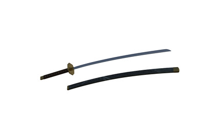 Japanese sword. Render 3d. Illustration.