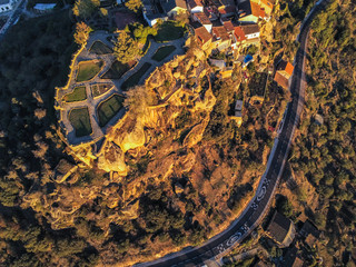 Aerial view in Fermoselle, beautiful village of Zamora,Spain. Drone Photo
