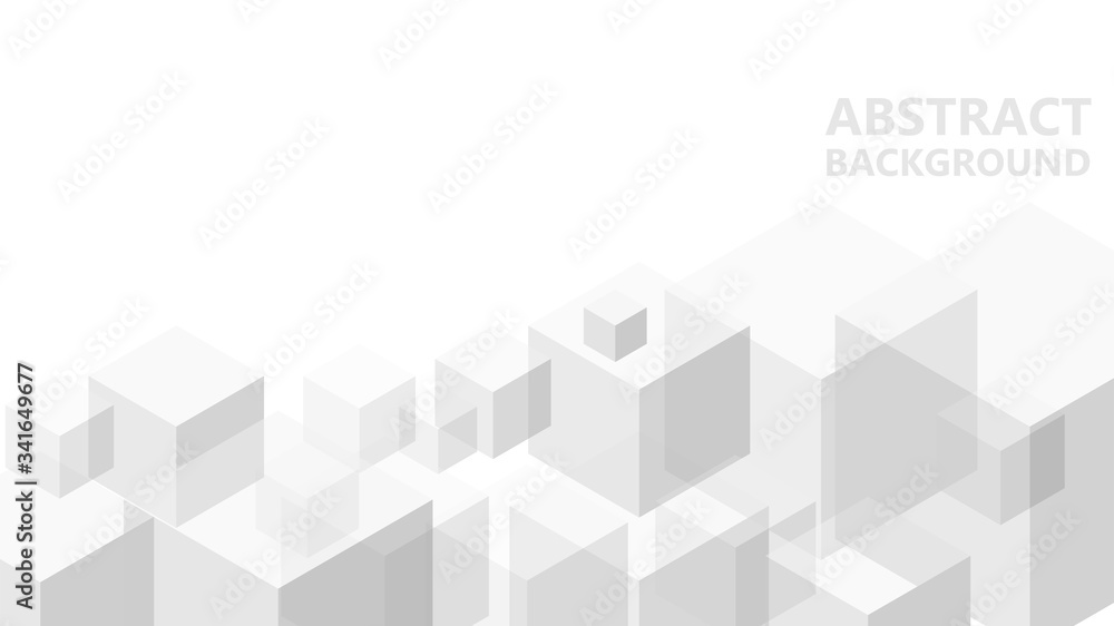 Poster Vector abstract background with geometric gray cubes. Modern abstract geometric background with grey cubes. An excellent advertising poster, print, template for business report. 3D vector.