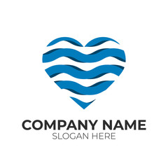 Vector icon, minimal line style, heart company logo design, business symbol concept