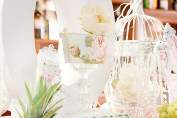 Beautiful white cool decoration wedding ceremony or party