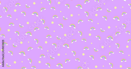 Abstract Pattern Rainbow And Clouds Kawaii Wallpaper Background Abstract Cute Pastel Colors Funny Faces Cartoon Concept For Children And Kindergartens Or Presentation And Christmas Day Canvas Print Notjungcg