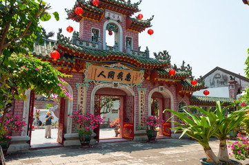 Hoi An, Vietnam - March 20, 2019: Cantonese assembly hall Hoi An, Vietnam