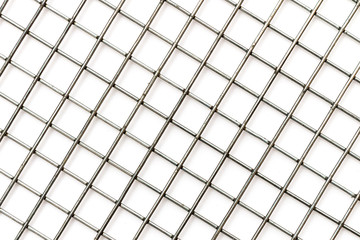 Insulated metal mesh with a square section on a white background
