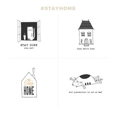 Stay home on quarantine during the coronavirus pandemic. Vector Illustration. Covid-19.