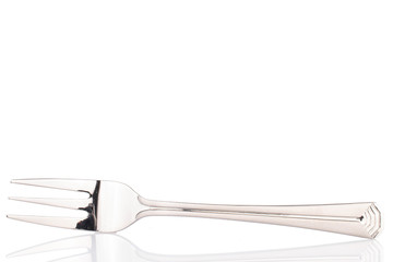One whole fork isolated on white