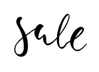 Sale. Handwritten vector illustration isolated on white background. Black inscription written in modern calligraphy style