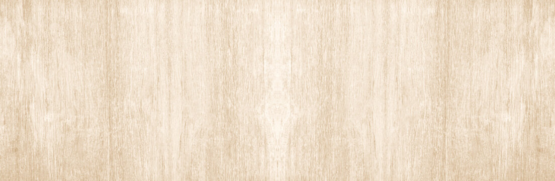 Wide Table top view of wood texture in beech white light panoramic background. Panorama Grey clean grain wooden floor birch panel backdrop concept with plain board pale detail streak for space clear.