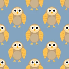 Fotobehang Cartoon owl seamless pattern. Cute bird background. Vector illustration.   © _aine_