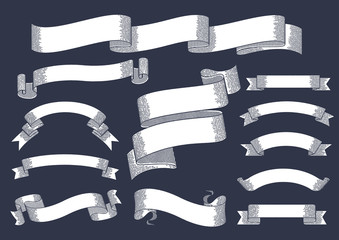 Set of vintage ribbons and banners