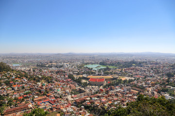 Fototapeta na wymiar Madagascar field and Capital Antananarivo