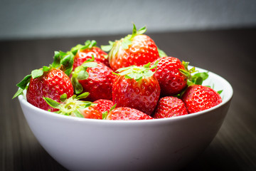 Photo session of fresh organic strawberries.
