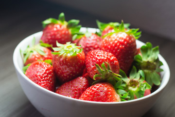 Photo session of fresh organic strawberries.