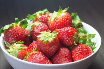 Photo session of fresh organic strawberries.