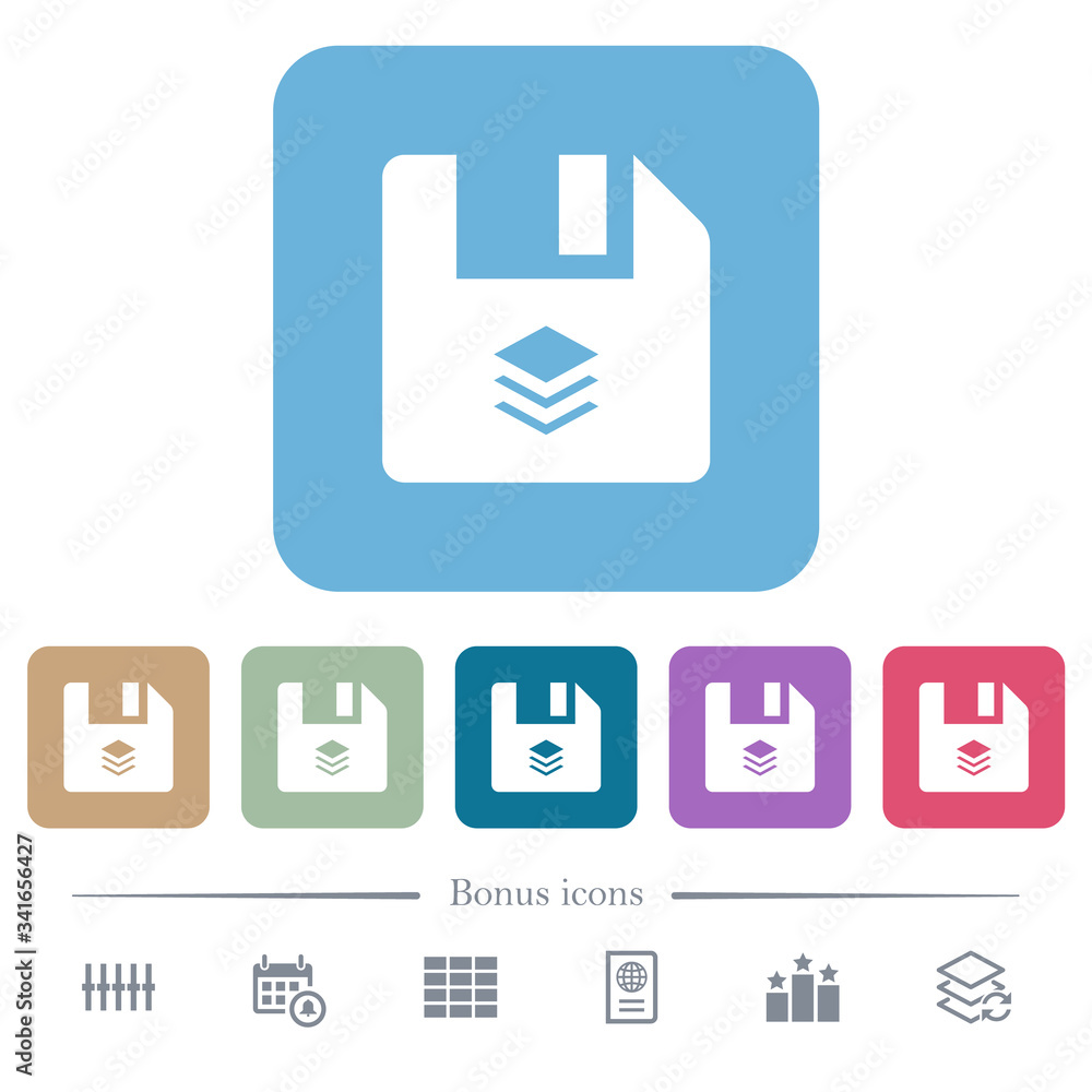 Poster multiple files flat icons on color rounded square backgrounds
