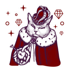 Vector ink King cat character with bong
