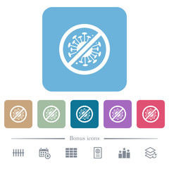 No covid flat icons on color rounded square backgrounds