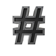 Obraz premium Hash tag symbol industrial metal type. 3D Rendering