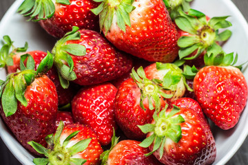 Photo session of fresh organic strawberries.