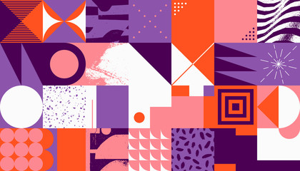 Obraz premium Geometric Distress Brutalist Pattern Artwork Design Composition