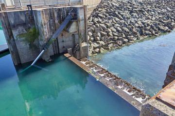 Image of the gates to the entrance of the Elizabeth Marina, St Helier, Jersey CI