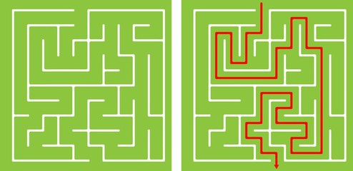 Vector Maze templates. Circle and square labyrinth