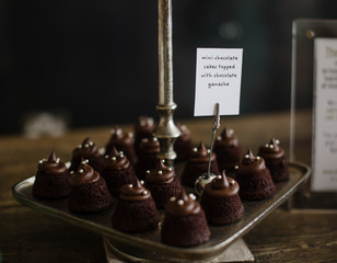 Chocolate muffins with crispy top (selective focus)