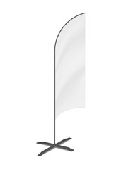 White blank feather flag banner stand, vector mockup. Vertical event marketing exhibition display, mock-up. Template for design