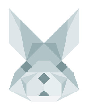 Rabbit bunny head low poly vector illustration. Geometric animal polygon design with straight lines and angles.