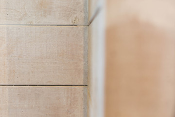 Close up rustic wood table with grain texture in vintage style. Surface of old wood plank in macro concept with empty template and copy space for abstract background or wallpaper and other design
