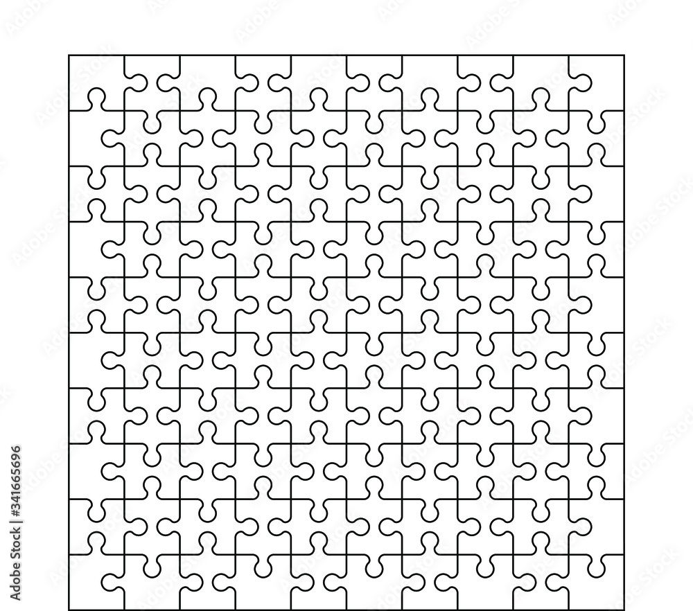 Poster set of one hundred puzzle pieces. puzzle with different types of details and the ability to move eac
