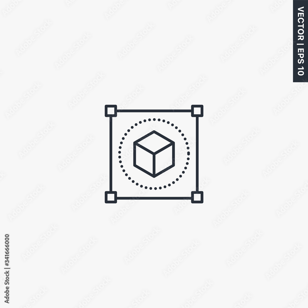 Poster 3d modeling, linear style sign for mobile concept and web design