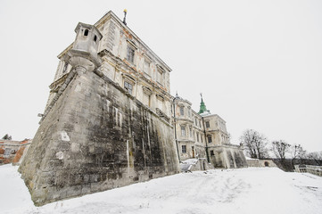 Beautiful Medieval Pidhirtsi Castle. Pidhirtsi village, Lviv Oblast, Ukraine, February 20, 2019