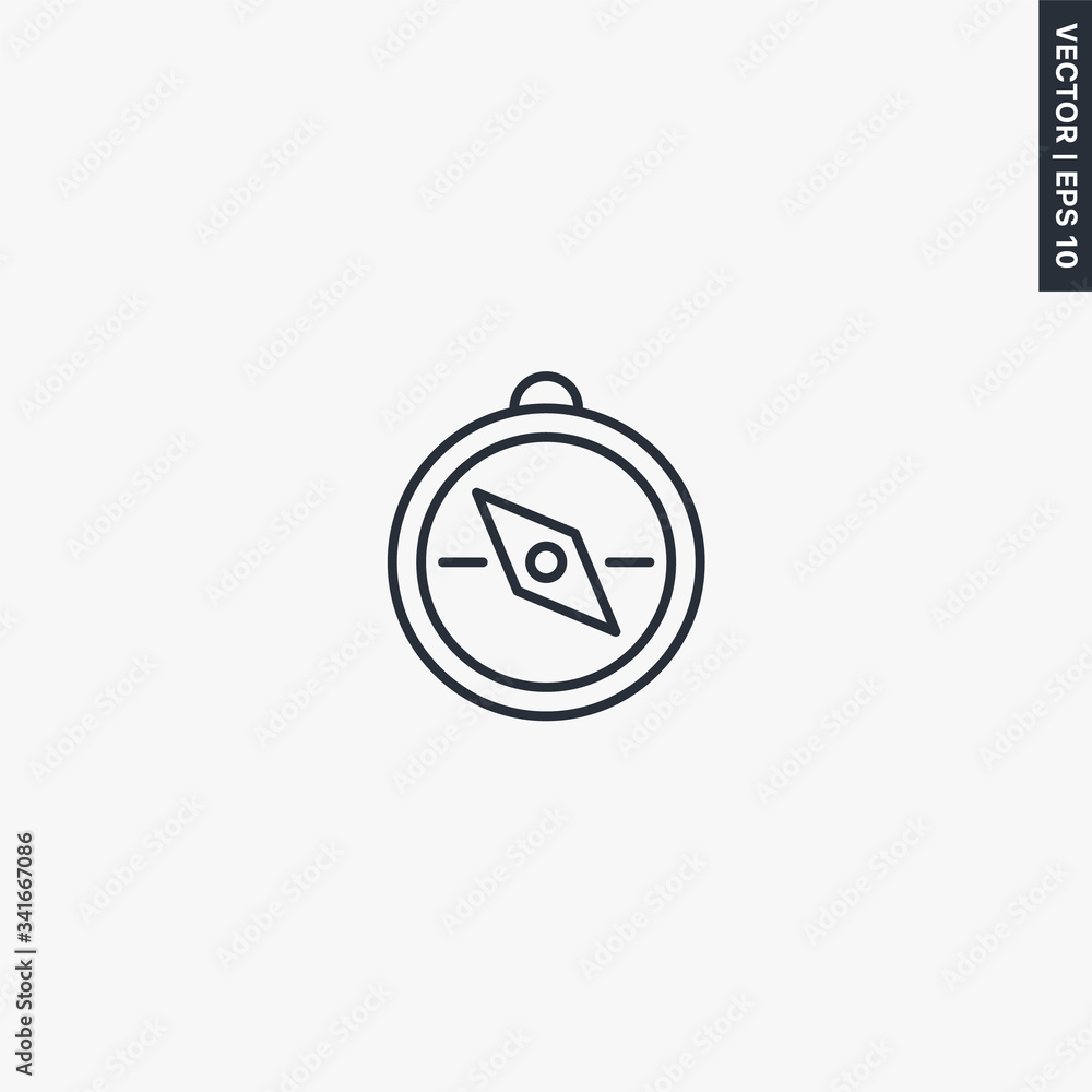 Poster compass, linear style sign for mobile concept and web design