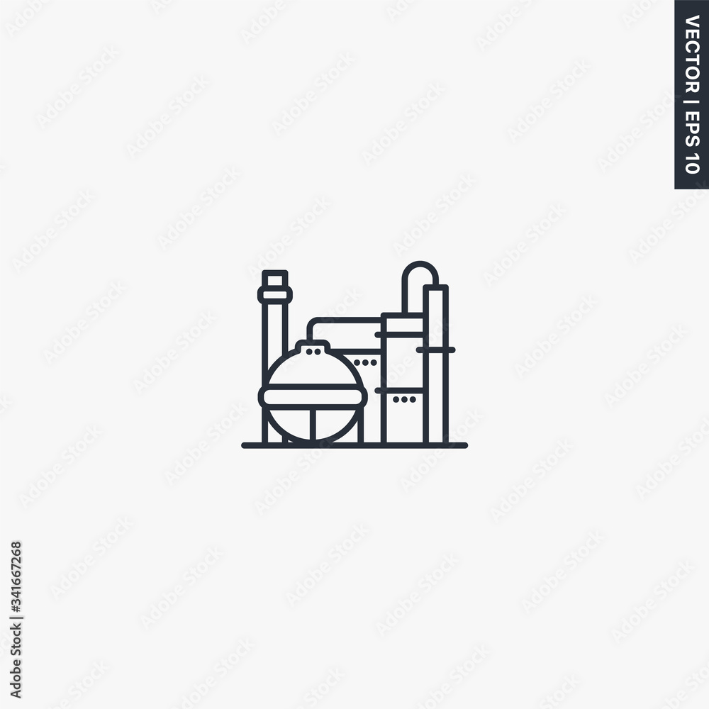 Poster factory, linear style sign for mobile concept and web design