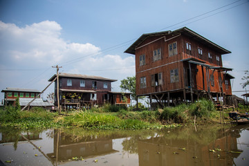 Inle Lake, Myanmar »; March 2018: Beautiful wooden houses on Inle Lake