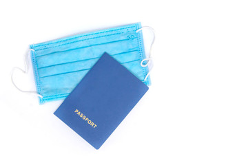 Medical mask and document on a white background
