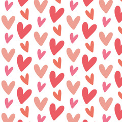 Res and pink hearts, lone, valentine vector pattern