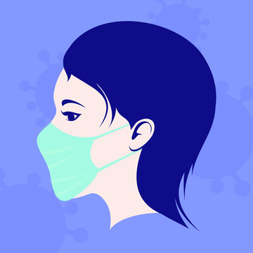 Young girl wearing masker to avoid corona virus vector illustration design. Life and healthy element. 
