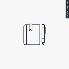 Jornal, diary, linear style sign for mobile concept and web design