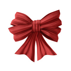 Red bow in 3d, isolated bow for composition