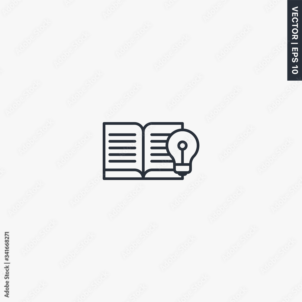 Poster learn to think, linear style sign for mobile concept and web design