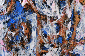 Whimsical mixes of layers of thick paint. A sketch in the style of abstract expressionism.
