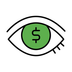 eye with dollar symbol line and fill style