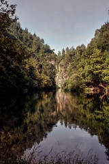 nature in Lebanon mountains rivers Chowein lake Jabal Moussa reserve  eye level awesome scenery laying down in a small balloon relaxing and enjoying nature 